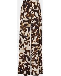 Dries Van Noten - Printed High-Rise Wide-Leg Pants - Lyst