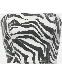 ROTATE BIRGER CHRISTENSEN - Zebra-print Cotton Crop Top - Lyst