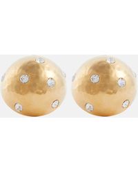 Saint Laurent - Dome Embellished Clip-on Earrings - Lyst