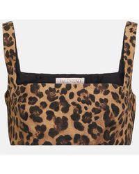 Valentino - Crepe Couture Leopard-print Crop Top - Lyst