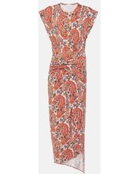 Rabanne - Gathered Paisley Jersey Midi Dress - Lyst