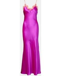 Roberto Cavalli - Lace-Trimmed Silk Slip Dress - Lyst