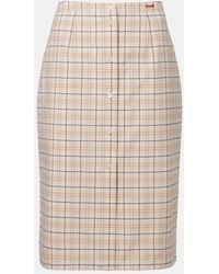 Prada - Checked Cotton Poplin Pencil Skirt - Lyst