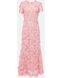 Oscar de la Renta - Robe Midi En Dentelle A Fleurs - Lyst