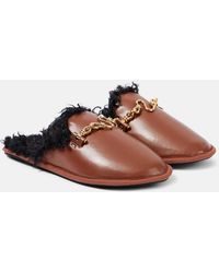 Stella McCartney - Ryder Teddy-Trimmed Faux Leather Mules - Lyst