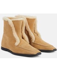 TOTEME - Shearling-Lined Suede Ankle Boots - Lyst