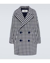 Ami Paris - Oversized Houndstooth Wool Coat - Lyst