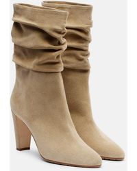 Manolo Blahnik - Calasso 90 Draped Suede Ankle Boots - Lyst