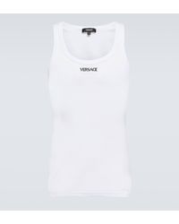 Versace - Logo Cotton-blend Tank Top - Lyst