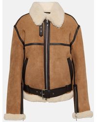 Totême - Giacca in suede con shearling - Lyst