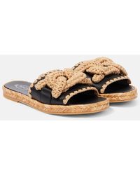 Tod's - Kate Leather And Jute Slides - Lyst