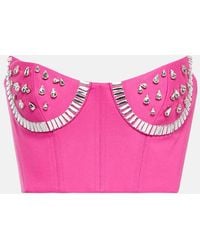 Area - Crystal-embellished Bustier Top - Lyst