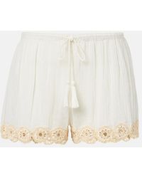 Ulla Johnson - Liya Crochet-Trimmed Cotton Shorts - Lyst