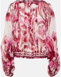 Dolce & Gabbana - Printed Silk Chiffon Blouse - Lyst