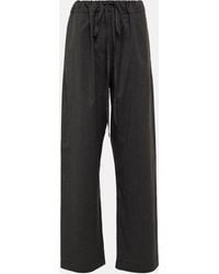 The Row - Argent Silk And Cotton Wide-leg Pants - Lyst