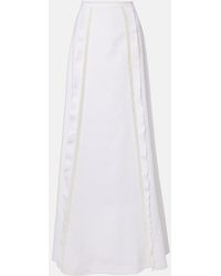 Valentino - Lace-Trimmed Linen Maxi Skirt - Lyst