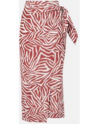Brunello Cucinelli - Printed Cotton And Silk Wrap Skirt - Lyst