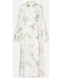 Erdem - Floral Printed Silk Midi Dress - Lyst