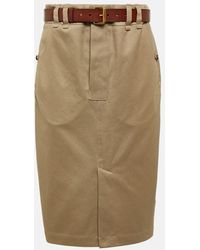 Saint Laurent - Cotton Gabardine Pencil Skirt - Lyst