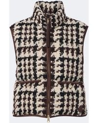 Moncler - Leather-Trimmed Wool And Cotton-Blend Vest - Lyst