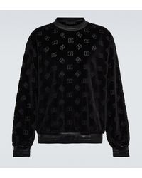Dolce & Gabbana Jacquard-Sweatshirt aus Samt - Schwarz