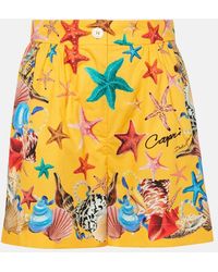 Dolce & Gabbana - Capri Printed High-Rise Cotton Shorts - Lyst