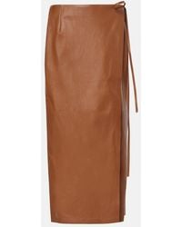 The Row - Bert Leather Midi Skirt - Lyst