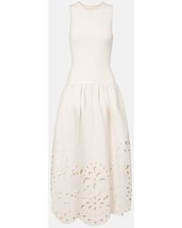 Ulla Johnson - Vestido Midi Rosaline Con Bordado Ingles - Lyst