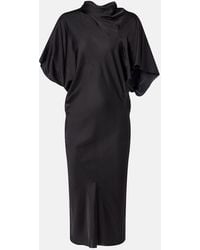 Rick Owens - Seb Draped Charmeuse Midi Dress - Lyst