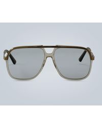 Gucci - Rechteckige Sonnenbrille aus Metall - Lyst
