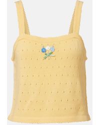 RIXO London - Perla Embroidered Pointelle Wool Tank Top - Lyst