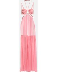 Nensi Dojaka Cutout Silk Maxi Dress - Pink