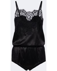 Dolce & Gabbana - Lace-Trimmed Silk And Cotton-Blend Romper - Lyst