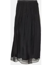 Brunello Cucinelli - Embellished Pleated Silk Midi Skirt - Lyst