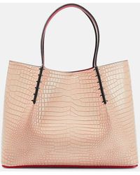 Christian Louboutin - Cabarock Small Studded Croc-effect Leather Tote - Lyst