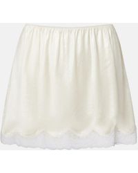 Magda Butrym - Lace-Trimmed Silk Satin Miniskirt - Lyst