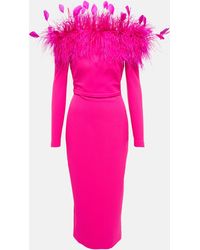 Safiyaa Vittoria Off-shoulder Crepe Midi Dress - Pink