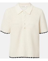 FRAME - Daybreak Crochet Scalloped Polo Shirt - Lyst