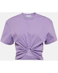 Rabanne - Camiseta de algodon fruncido con logo - Lyst