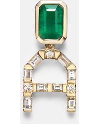SHAY - 18Kt Single Drop Earring With Diamonds And Emerald - Lyst