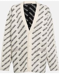 Balenciaga - Logo Cotton And Wool-blend Cardigan - Lyst