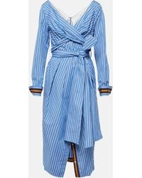 Dries Van Noten - Striped Cotton Poplin Midi Dress - Lyst