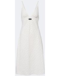Miu Miu - Broderie Anglaise Poplin Midi Dress - Lyst