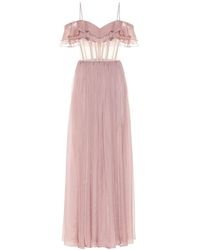 Rasario Abito bustier in chiffon di seta - Rosa