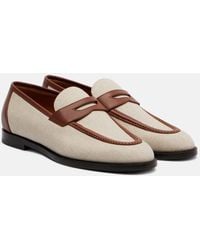 Loro Piana - Sergio Leather-Trimmed Penny Loafers - Lyst