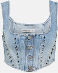 Alessandra Rich - Denim Crop Top - Lyst