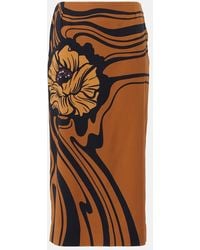 La DoubleJ - Big Blooms Placee Satin Sable Pencil Skirt - Lyst
