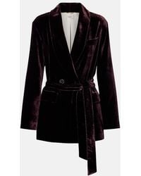Agnona - Belted Double-Breasted Velvet Blazer - Lyst