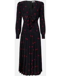 Alessandra Rich - Bow-Detail Printed Silk Midi Dress - Lyst