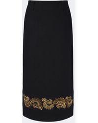 Dries Van Noten - Embellished Wool-Blend Twill Midi Skirt - Lyst